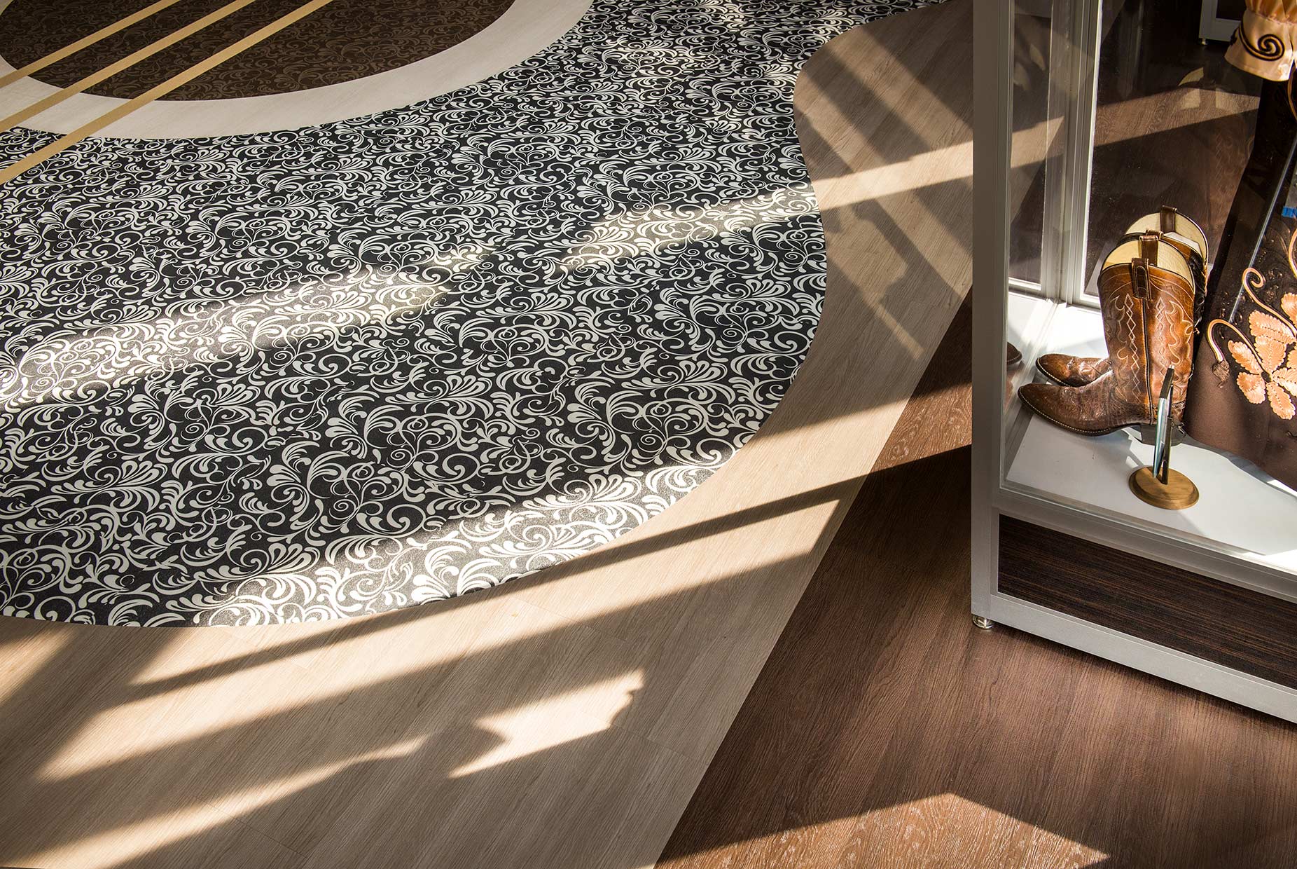 Close Up Of Inlaid Guitar Floor Design At Muscle Shoals Museum