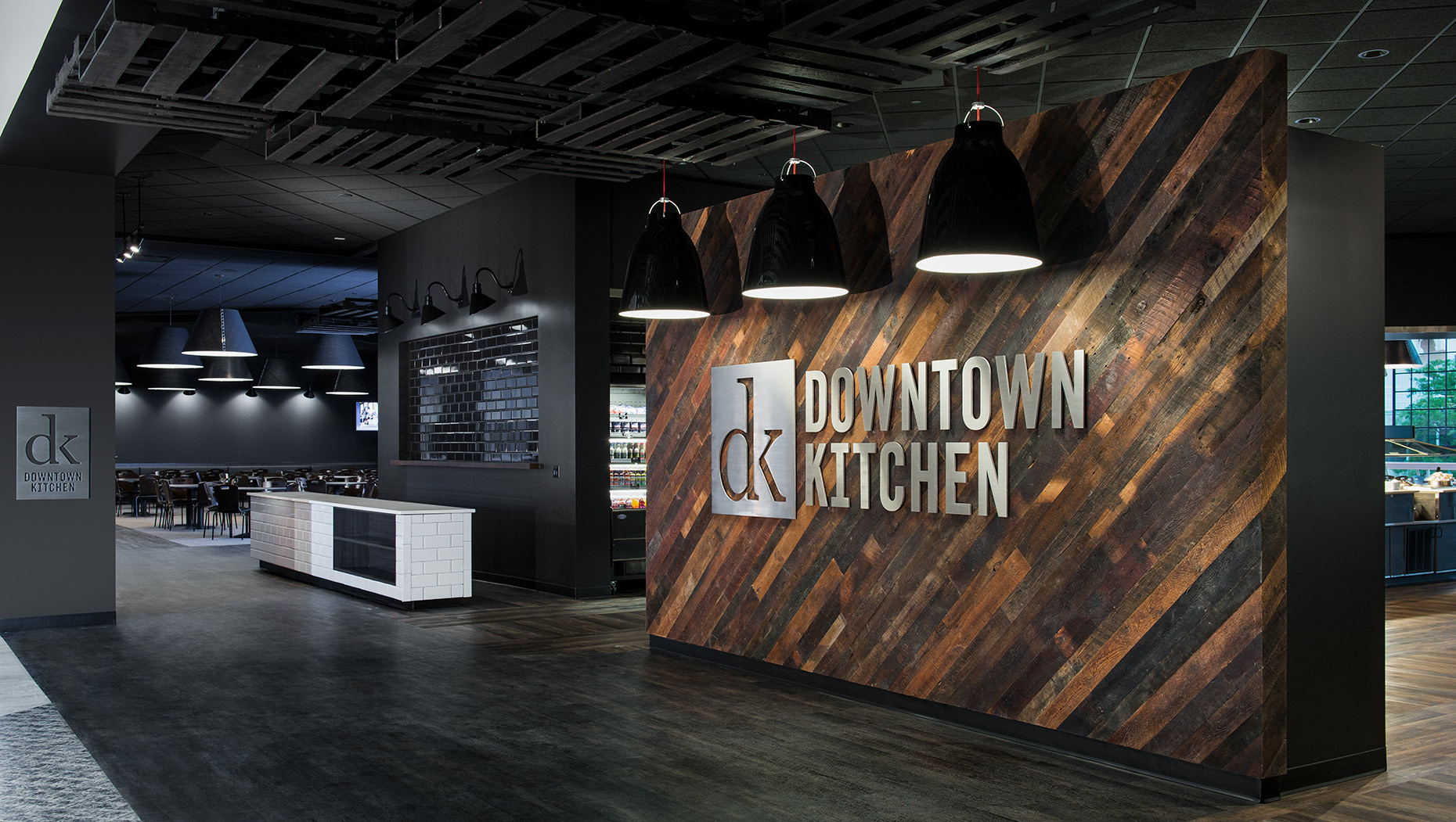 Bold Graphics On Downtown Kitchen Restaurant Interior Entrance